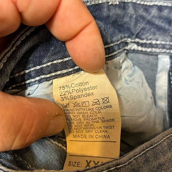 Vintage y2k Low Waist Bootcut Jeans.Cross Print Straight Leg Denim jeans - Picture 5 of 12